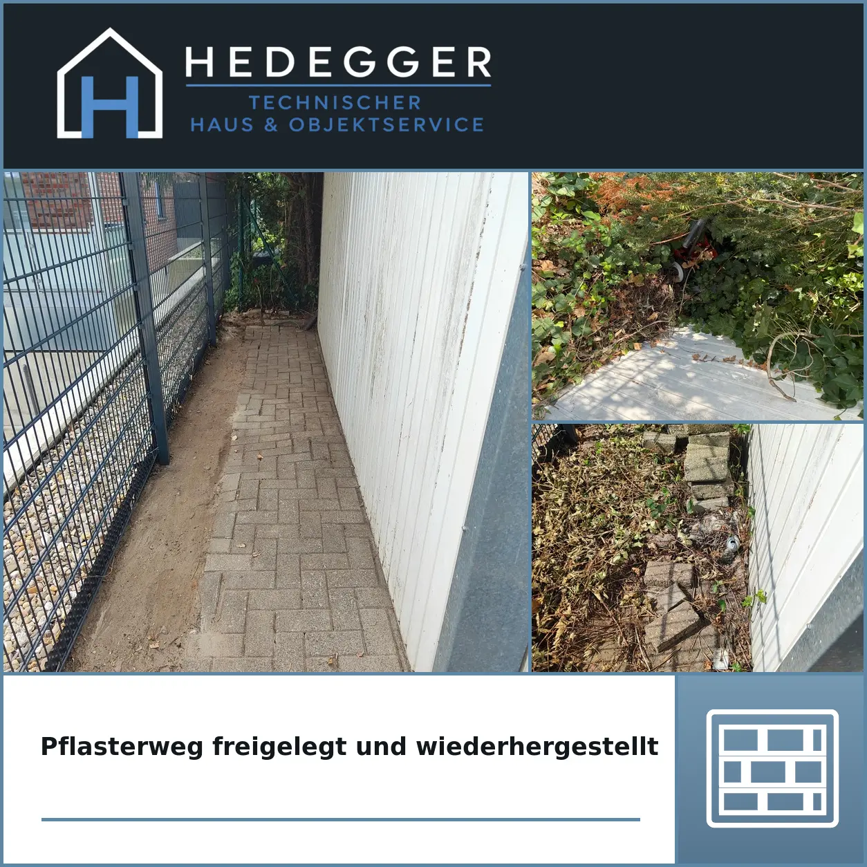 Pflasterweg freigelegt und wiederhergestellt