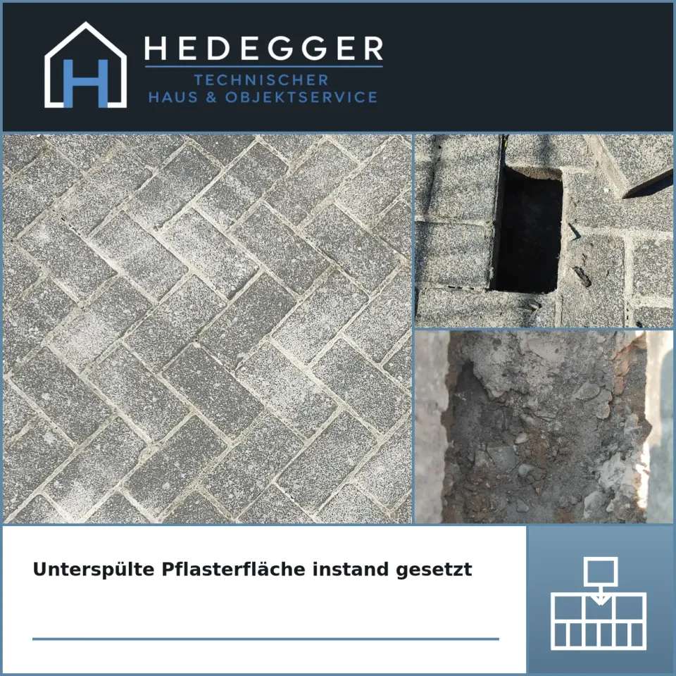 Unterspülte Pflasterfläche instand gesetzt