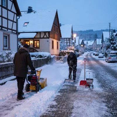 Geräumter und gestreuter Gehweg im Winterdienst
