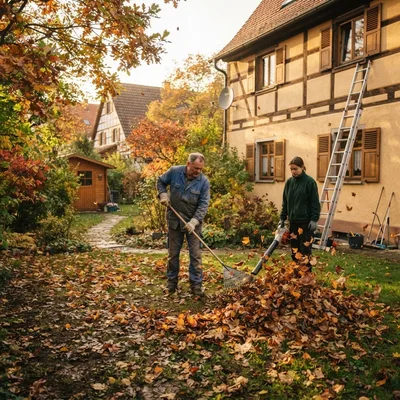 Laubbeseitigung und Dachrinnenkontrolle im Herbst